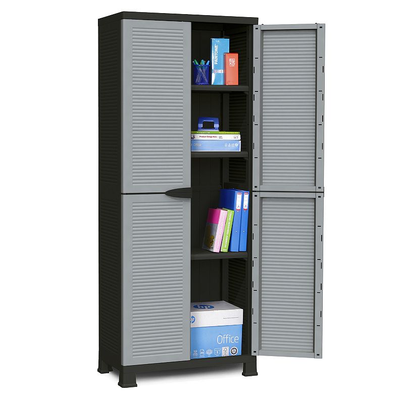 RAM Quality Products PRESTIGE UTILITY 3 Shelf Lockable Storage Cabinet， Gray