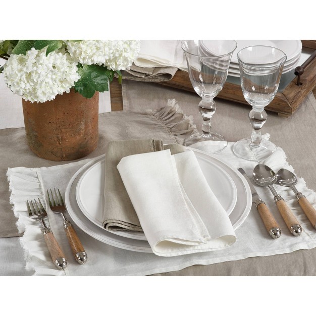 Ruffled Design Napkins Ivory set Of 4