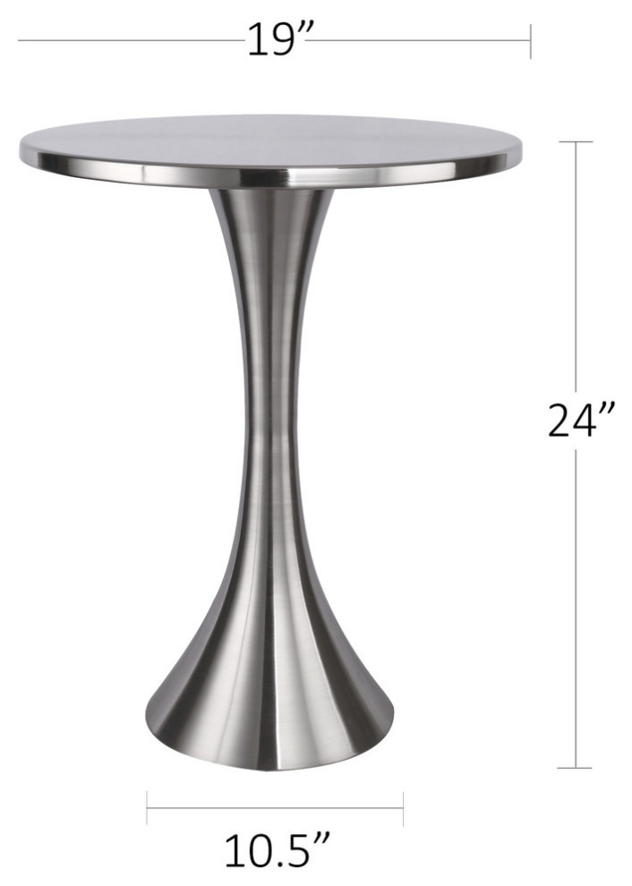 24 quotH Round Metal Brushed Nickel Side Accent Table   Contemporary   Side Tables And End Tables   by Grandview Gallery  Houzz