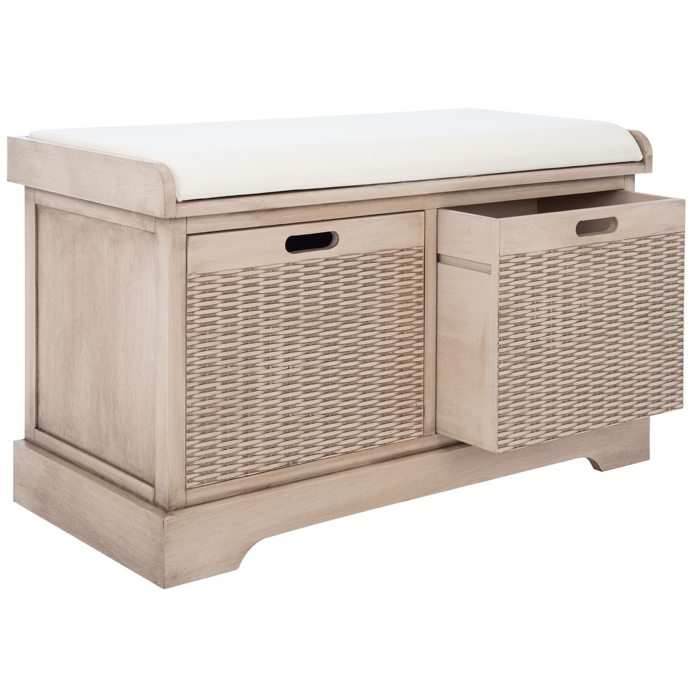 SAFAVIEH Landers 2 Drawer with Cushion Storage Bench   32.3\