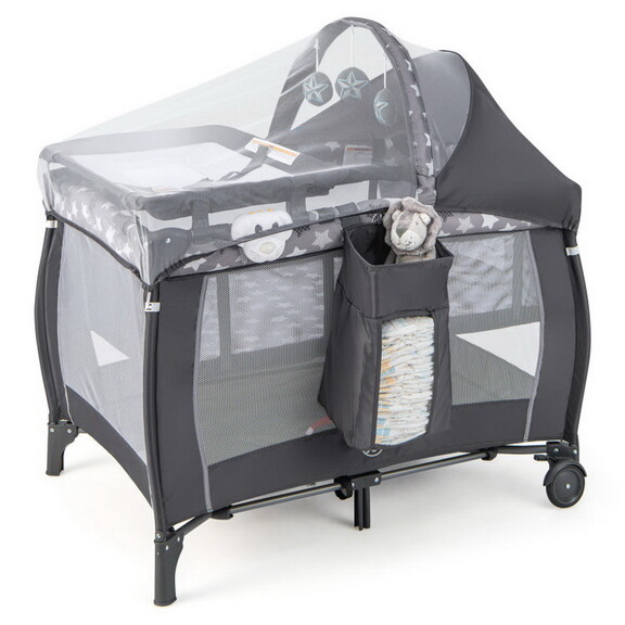 Costway 73514286 Portable Baby Nursery Center 4 in...