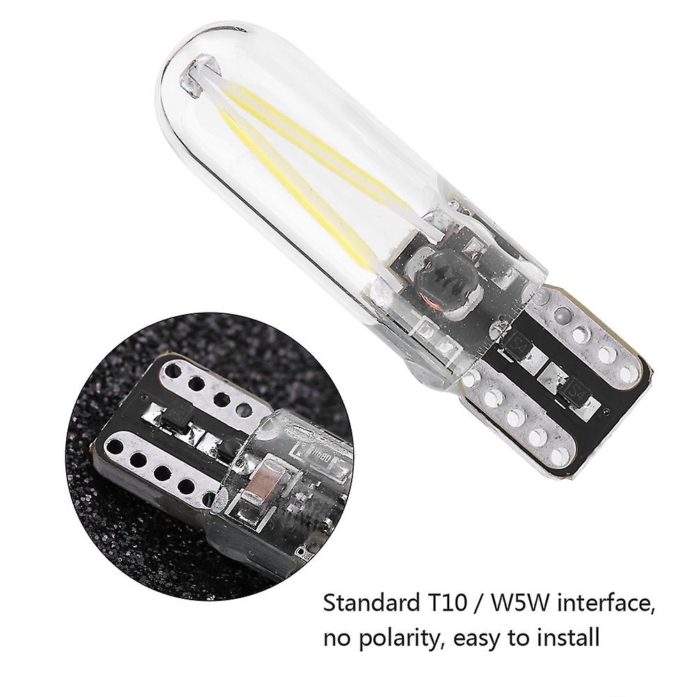 Pair Of 8-28v W5w T10 Glass Cob ment Led Car Reading Drl Turn Signal Led Bulb White Light