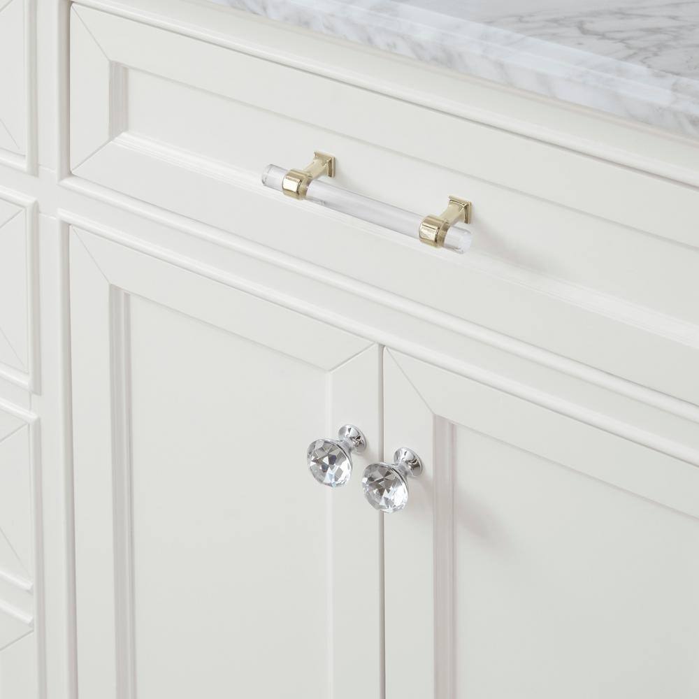 Home Decorators Collection Windlowe 61 in. W x 22 in. D x 35 in. H Freestanding Bath Vanity in White with Carrara White Marble Marble Top 15101-VS61C-WT