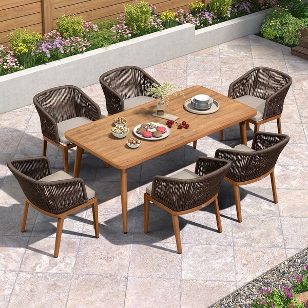 PURPLE LEAF 11 Pieces Outdoor Dining Set Metal Rattan Furniture Set for Lawn Backyard Patio Dining Set