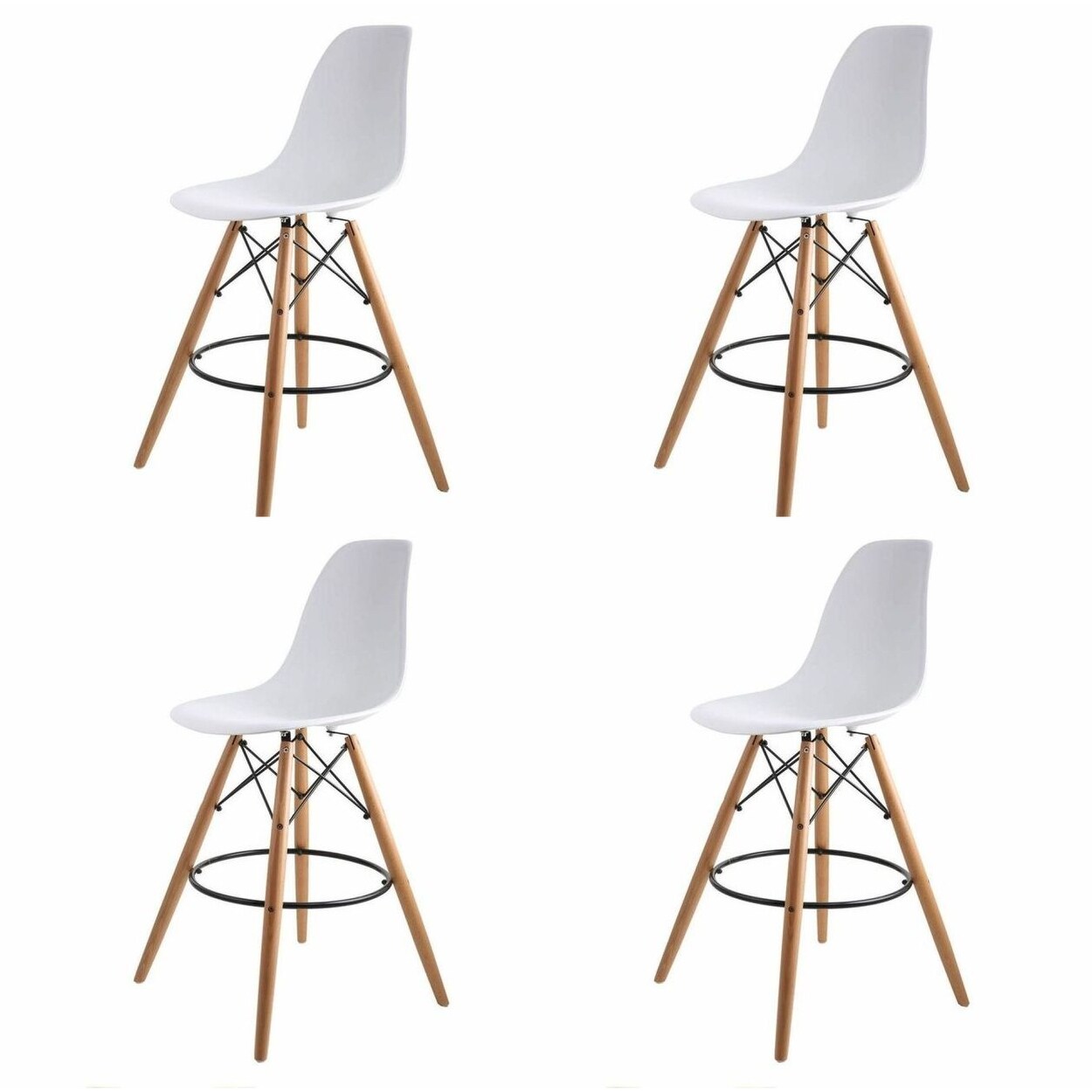 Adult Favourite Eiffel Style Plastic Stool - Wooden base(set of Four)