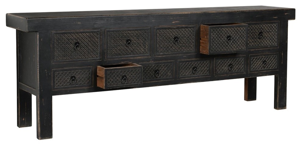 Lahey Long Black Console Table   Farmhouse   Console Tables   by Terra Nova Designs  Inc.  Houzz