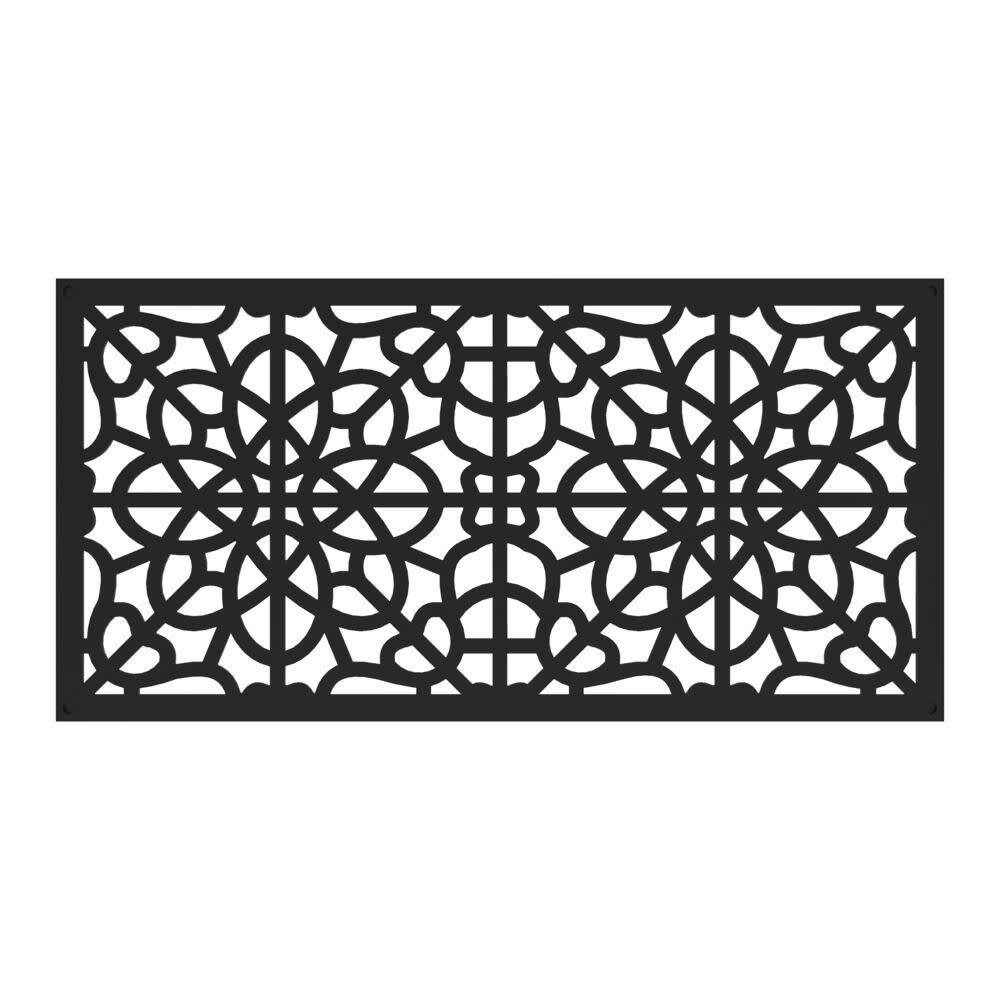 Barrette Outdoor Living 2 ft. x 4 ft. Fretwork Black Polypropylene Decorative Screen Panel 73004786