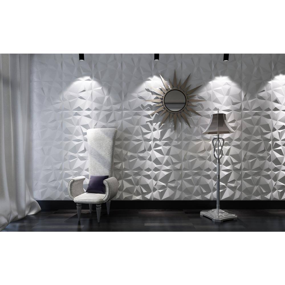 Art3d 19.7 in. x 19.7 in. White Decorative PVC 3D Wall Panels in Diamond Design (12-Pack) A10038