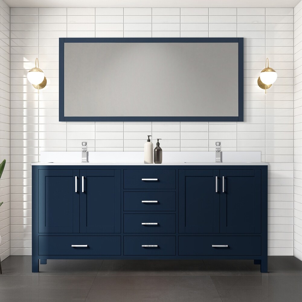 Jacques 72 in. W x 22 in. D Navy Blue Double Bath Vanity and White Quartz Top