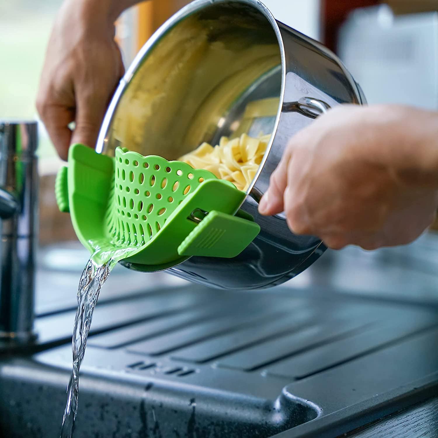 Netrox Silicone Hanging Strainer， Dishwasher Safe And Food Friendly， Pasta Strainer， Colander， Steamer Insert， Kitchen Sieve With Clip