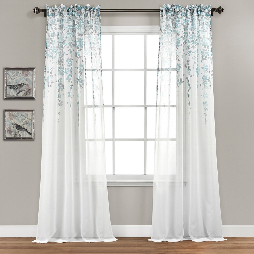 Lush Decor Weeping Flower Sheer Window Curtain Panel Pair   84\