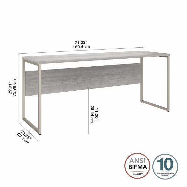 Bush Business Furniture Hybrid 72W x 24D Computer Table Desk with Metal Legs in Platinum Gray