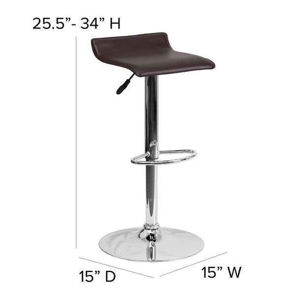 Contemporary Solid Wave Seat Vinyl Adjustable Bar Stool - 15