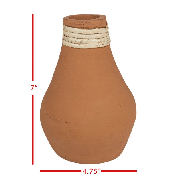 Top Wrapped Terracotta amp Cane Bud Vase Foreside Home amp Garden