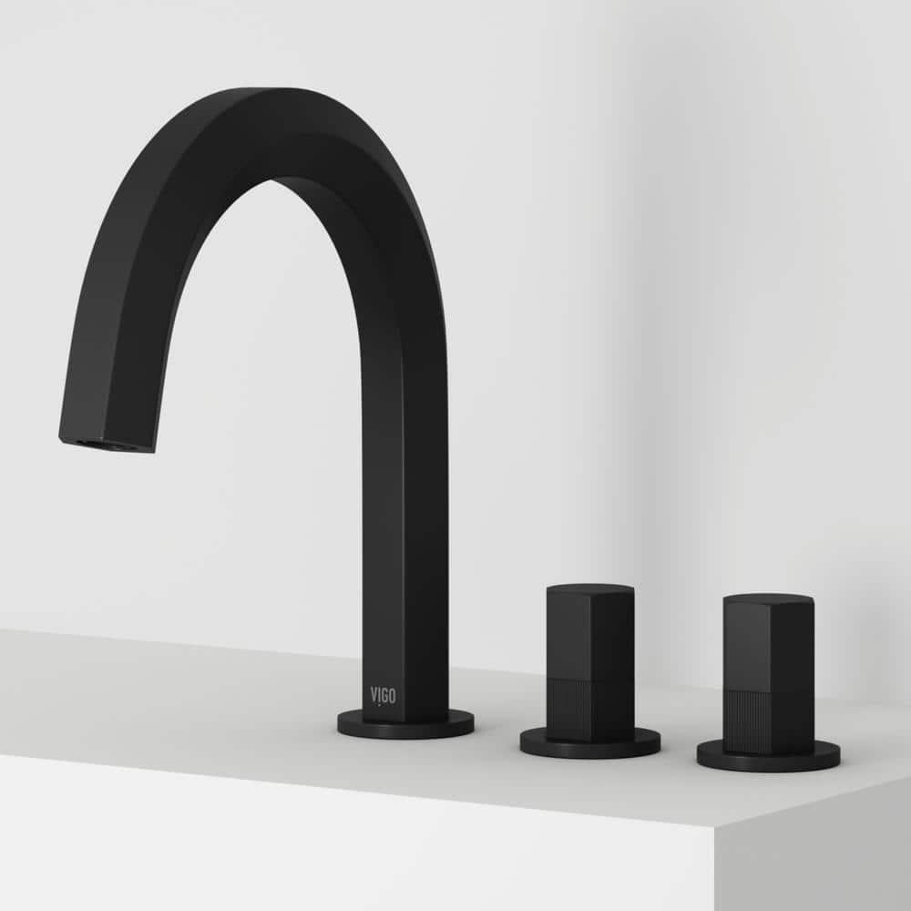 VIGO Hart Two Handle ThreeHole Widespread Bathroom Faucet in Matte Black