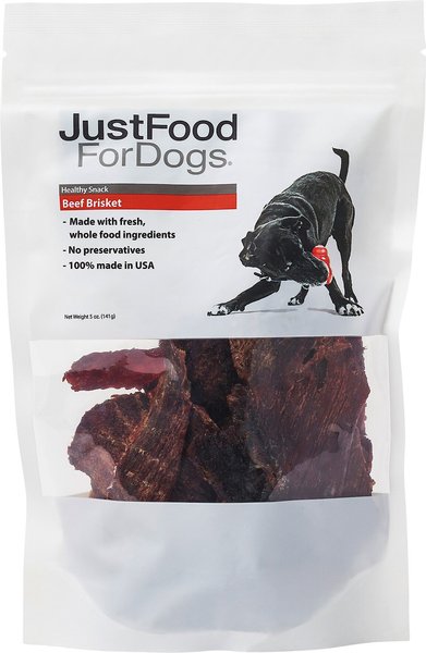 JustFoodForDogs Beef Brisket Dehydrated Dog Treats， 5-oz bag