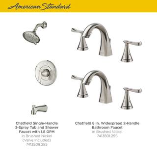 American Standard Chatfield Single-Handle 3-Spray Tub and Shower Faucet and Two 8 in. Widespread Bathroom Faucet Set in Brushed Nickel CHATTSWSBN BNDL