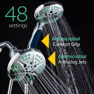 Hotel Spa Antimicrobial 48-Spray 6 in. High Pressure 3-Way Dual Rain Shower Head  Handheld Shower Head Combo in Chrome 6745