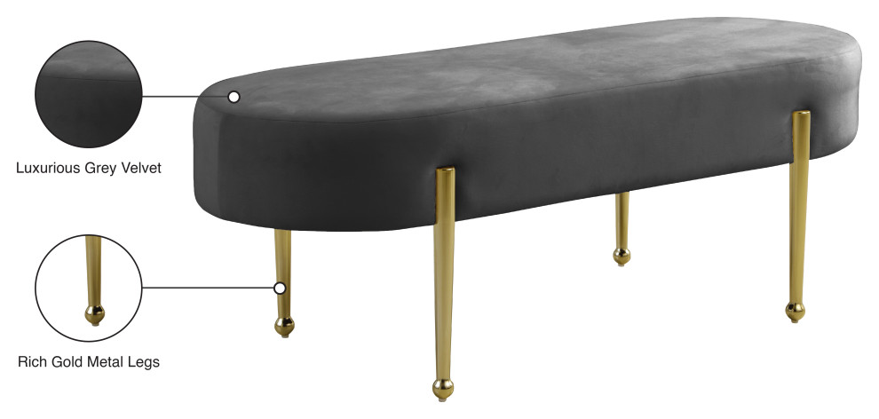 Gia Velvet Bench Parent   Midcentury   Upholstered Benches   by Meridian Furniture  Houzz