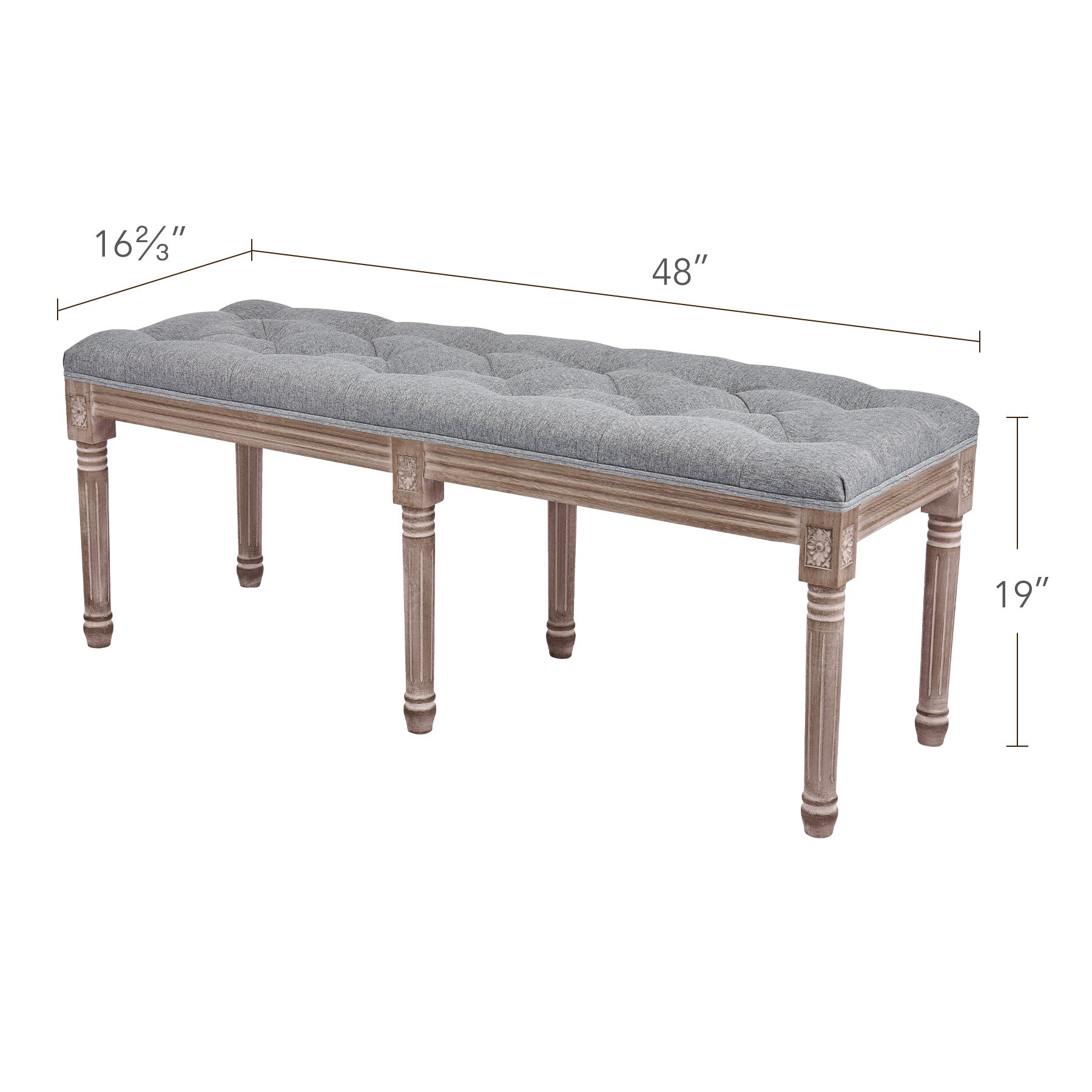 Bestco Linen Upholstered Bench for Entryway Bedroom Living Room 48