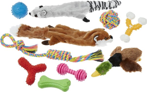 Frisco Forest Friends Plush， Rope and TPR Variety Pack Dog Toy