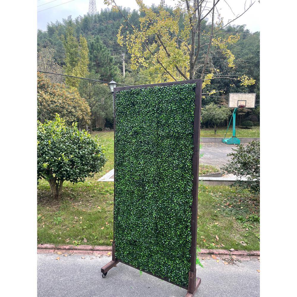 Ejoy 36 in. x 72 in. Mobile Privacy Garden Fence Divider with Artificial Grass on Both Sides and Wood Stand MobilHedgeDivider_36x72_1pc