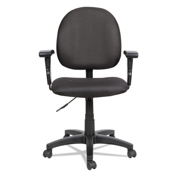 Alera Essentia Series Swivel Task Chair with Adjustable Arms， Supports up to 250 lbs.， Black Seat/Black Back， Black Base