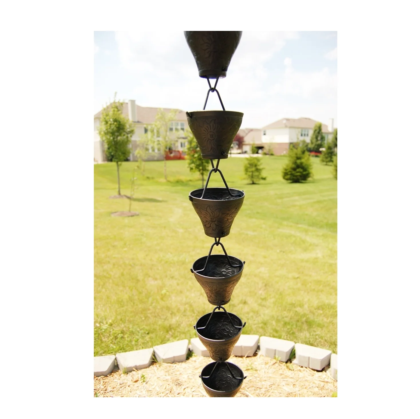 Aluminum Hammer Rain Chain for Home and Garden Rain Chain Flat Black Powder Coated