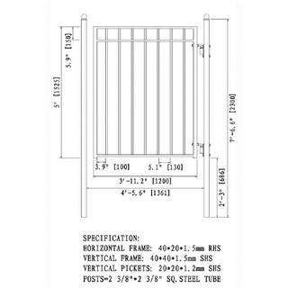 ALEKO Madrid Style 4 ft. x 5 ft. Black Steel Pedestrian Fence Gate PGMAD-HD