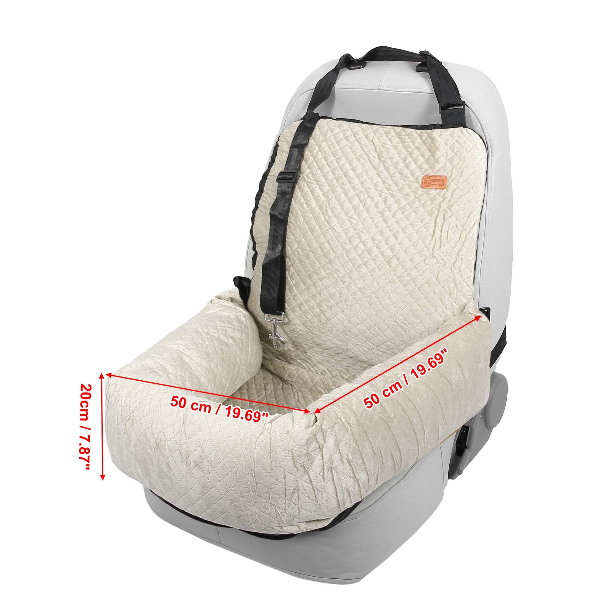 Unique Bargains Dog Car Seat Booster Seat Adjustable Straps for Medium Small Sized Puppy Cat Pets Non Slip Bottom White