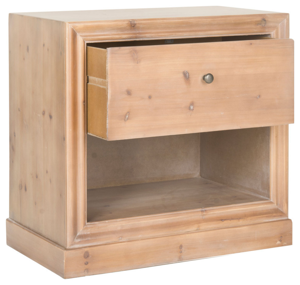 Patrick Wood One Drawer End Table Honey Natural   Farmhouse   Side Tables And End Tables   by Virgil Stanis Design  Houzz