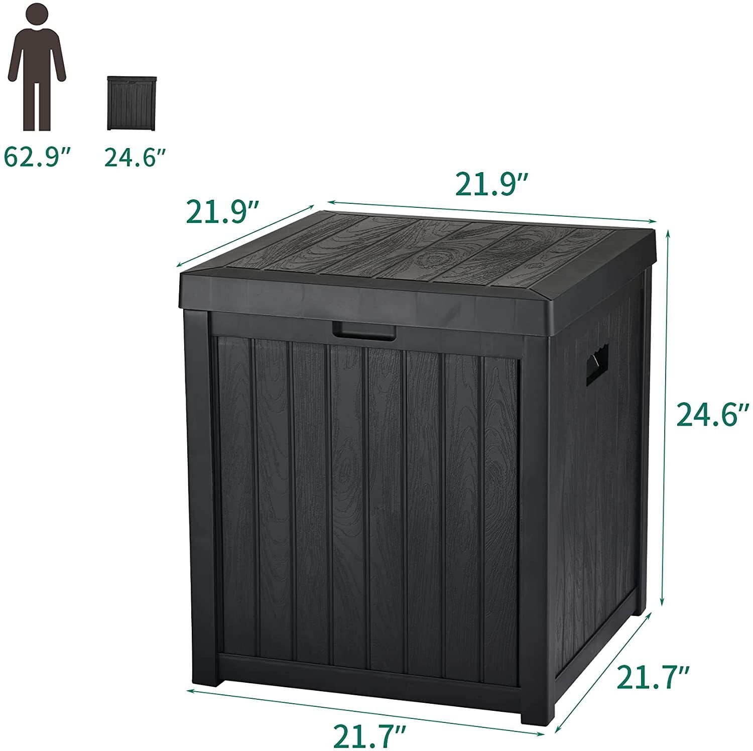 YITAHOME Deck Box: 51 Gallon Patio Large Storage Cabinet Large Resin Patio Storage for Outdoor Pillows, Garden Tools and Pool Supplies, Waterproof, Lockable | Black