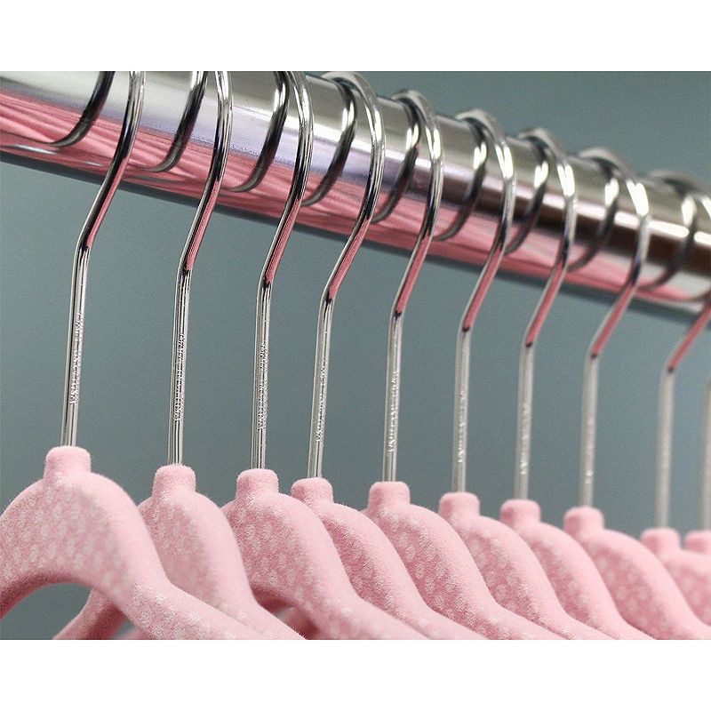 Pink Polka Dot Velvet Clothes Hangers for Baby Nursery and Kids Closet， Ultra Thin， Nonslip (11 Inches， 50 Pack)