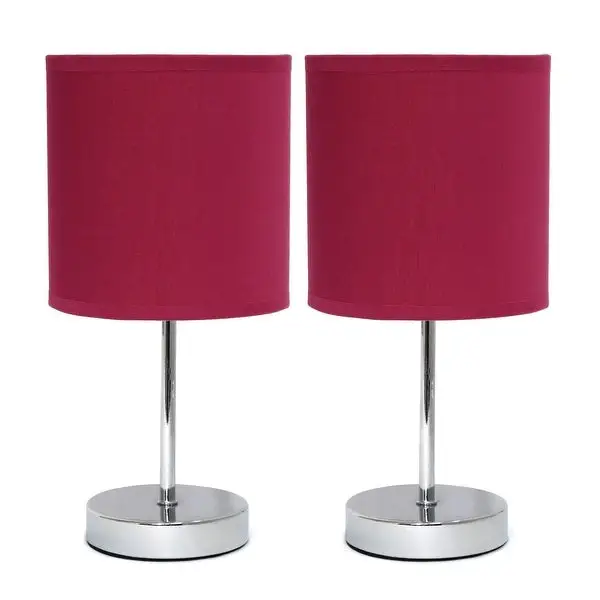 Simple Designs Chrome Mini Basic Table Lamp with Fabric Shade