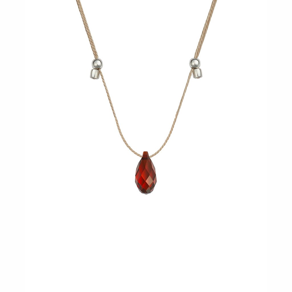 &Livy  Hyevibe Crystal Silk Slider Necklace in Smoked Amber