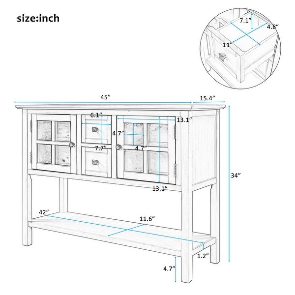 45''Console Table Sofa Table for Living Room with 2 Drawers - 45