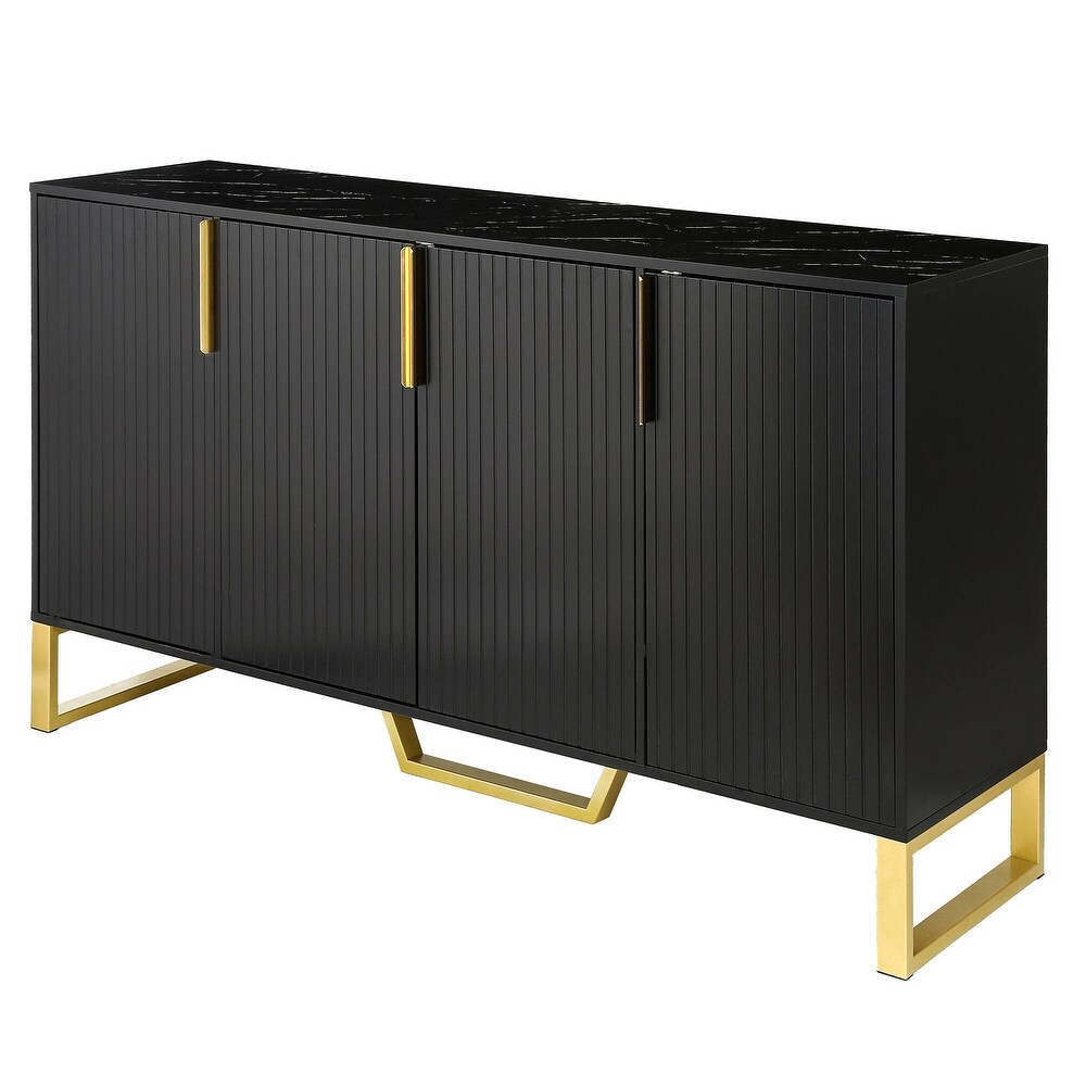 Modern sideboard with Four Doors  Metal handles   Legs and Adjustable Shelves Kitchen Cabinet