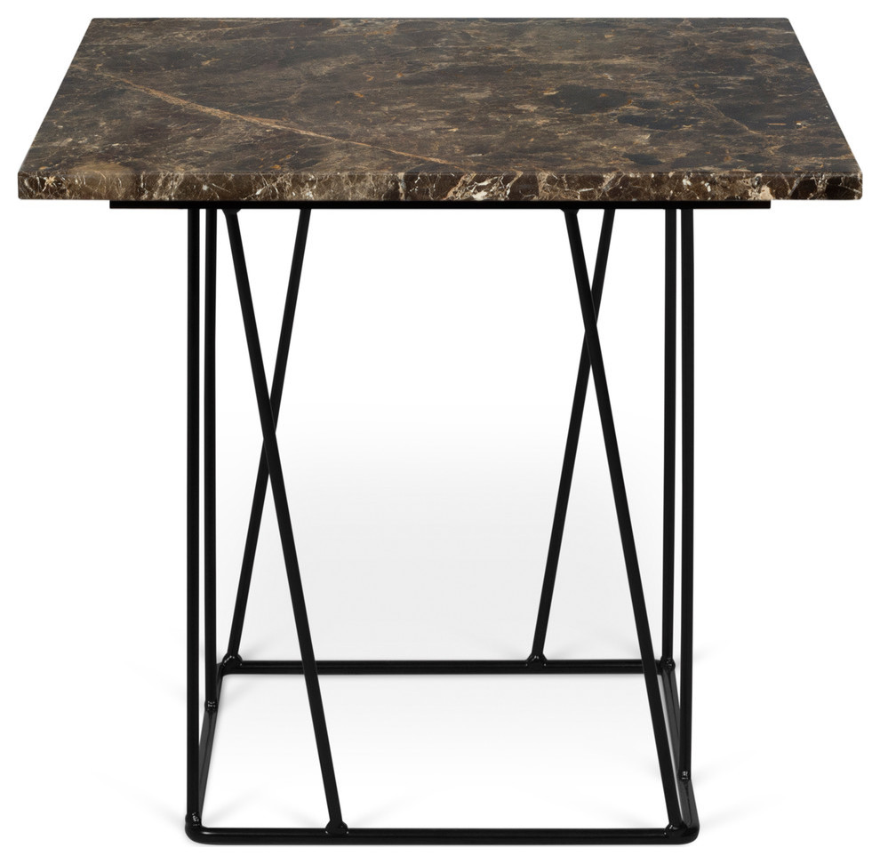 Tema Helix 20x20 Marble Side Table With Black Steel Legs   Contemporary   Side Tables And End Tables   by Ella Modern  Houzz