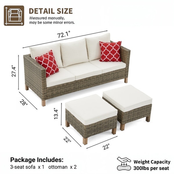 72.1'' Wicker Outdoor Patio Sofa