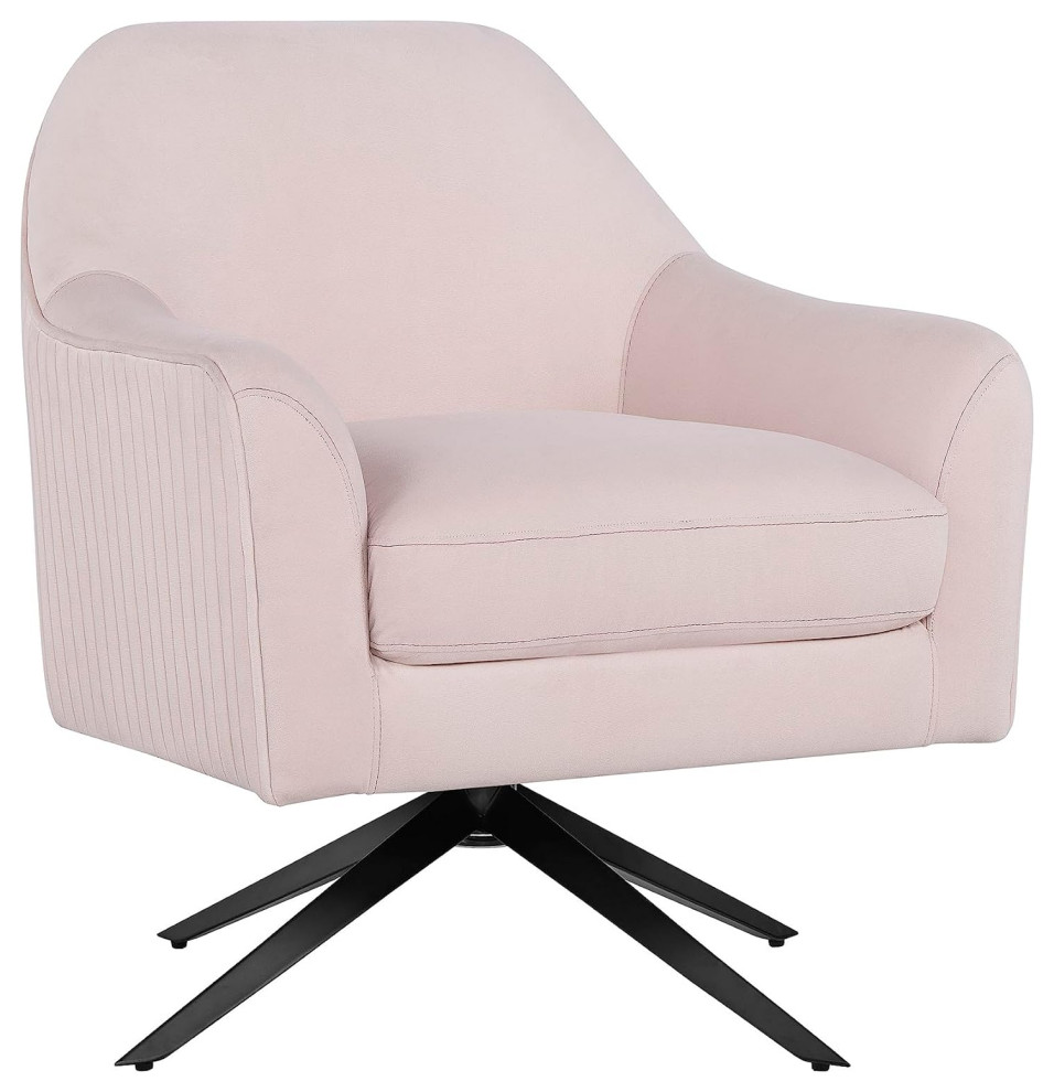 Modern Accent Chair  Black Swivel Metal Base With Cushioned Velvet Seat  Pink   Modern   Armchairs And Accent Chairs   by Decor Love  Houzz