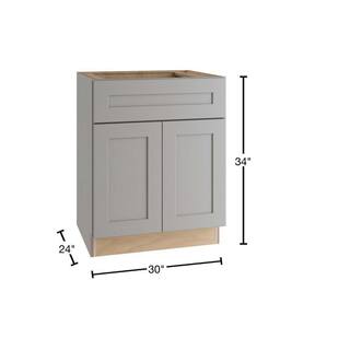 Home Decorators Collection Tremont Assembled 30 x 34.5 x 24 in. Plywood Shaker Base Kitchen Cabinet Soft Close DoorsDrawers in Painted Pearl Gray B30-TPG