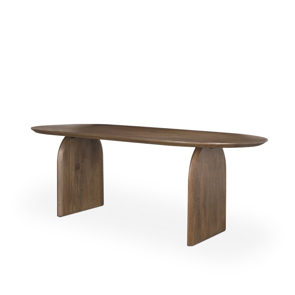 Isla Oval Dining Table w/Dark Brown Wood Top   Arched Legs   86.5L x 39.0W x 30.0H