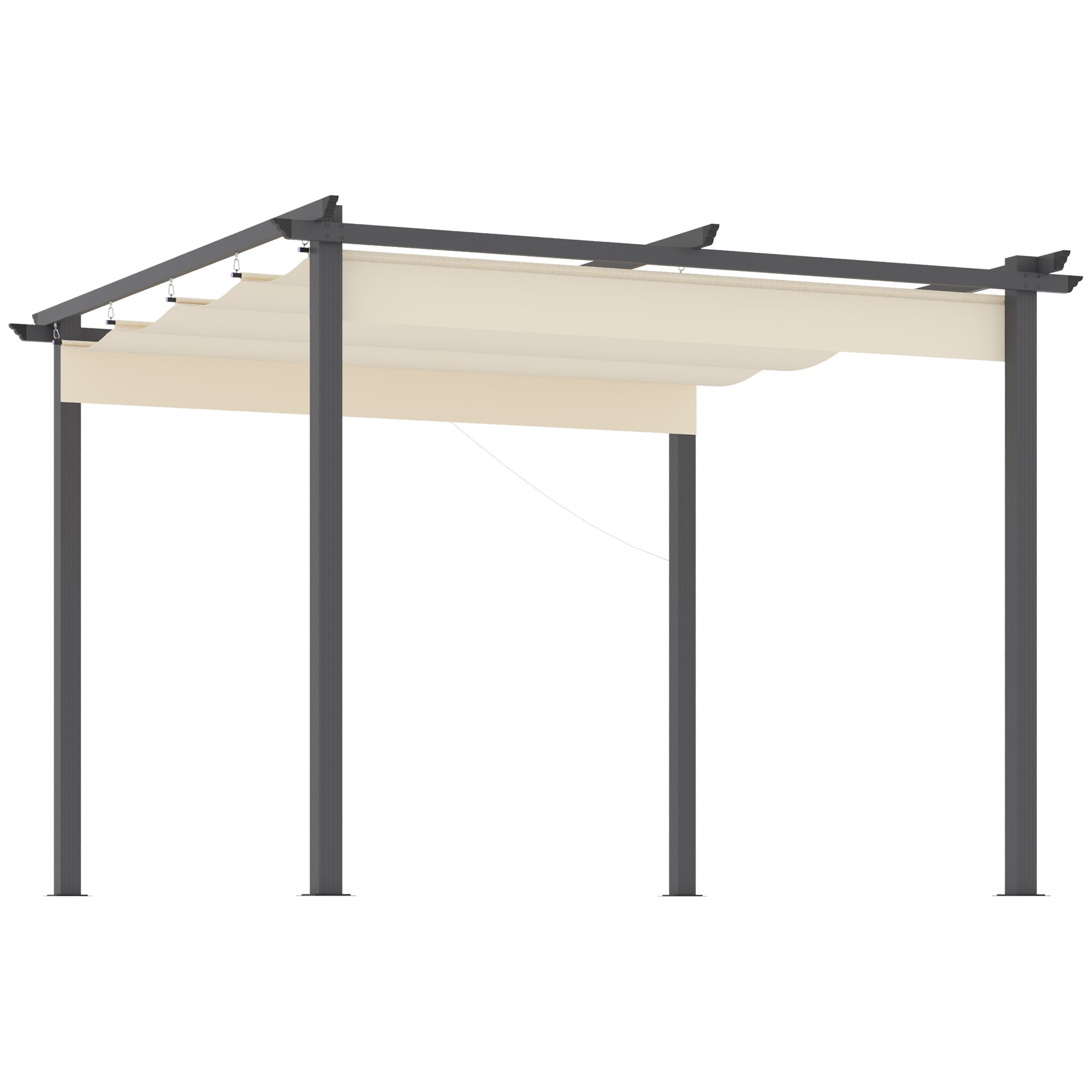 Carevas 10' x 10' Aluminum Pergola Patio Gazebo w/ Retractable Canopy, Cream White