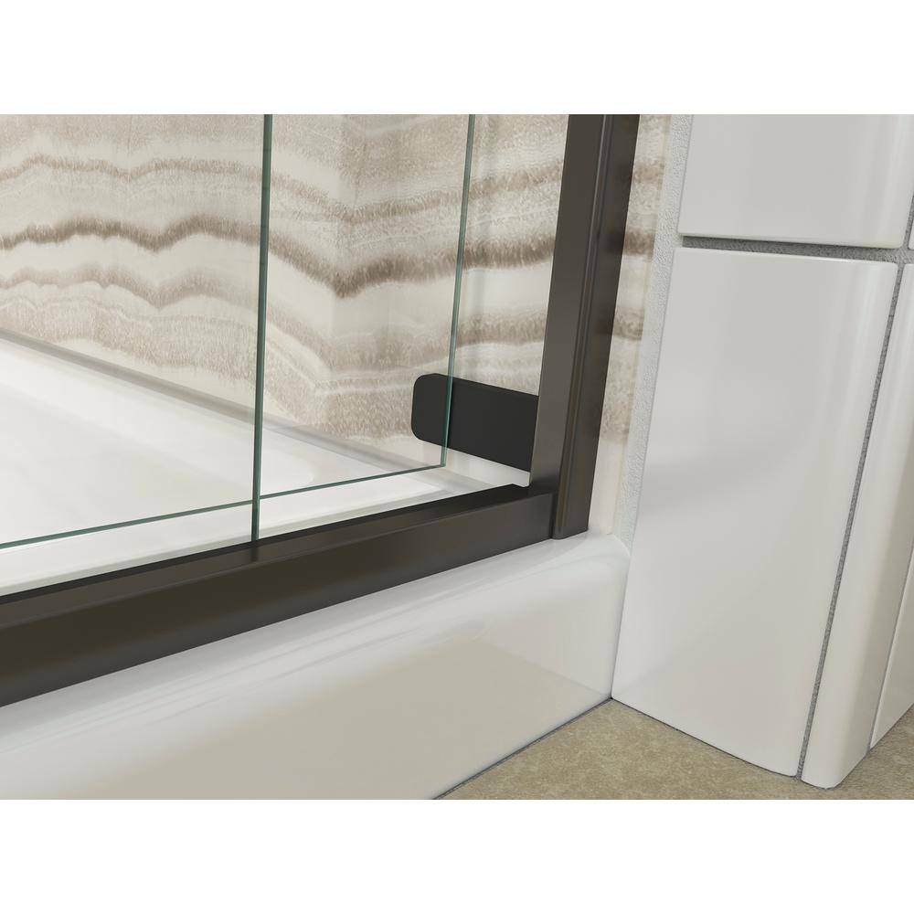 KOHLER Levity 59.625 in. W x 62 in. H Frameless Sliding Tub Door with Handles in Anodized Dark Bronze 706004-L-ABZ