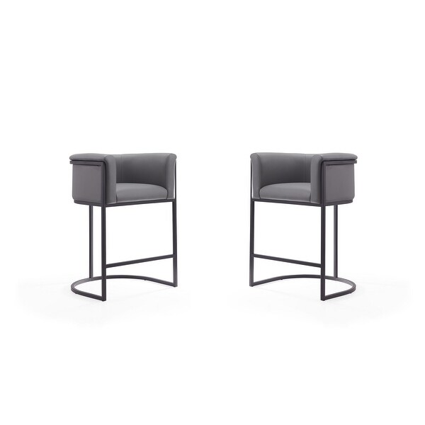 Manhattan Comfort Cosmopolitan 33.8 in. Black Metal Counter Height Bar Stool (Set of 2)