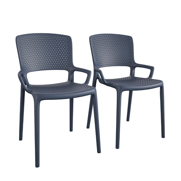 2pk Indoor outdoor Stacking Resin Chairs With Square Back amp Arms Room amp Joy