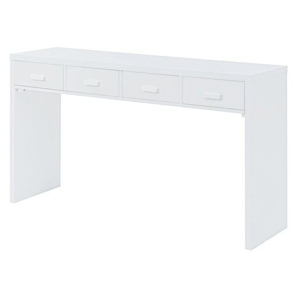 Modern Minimalist Console Table with Open Tabletop and Four Drawers