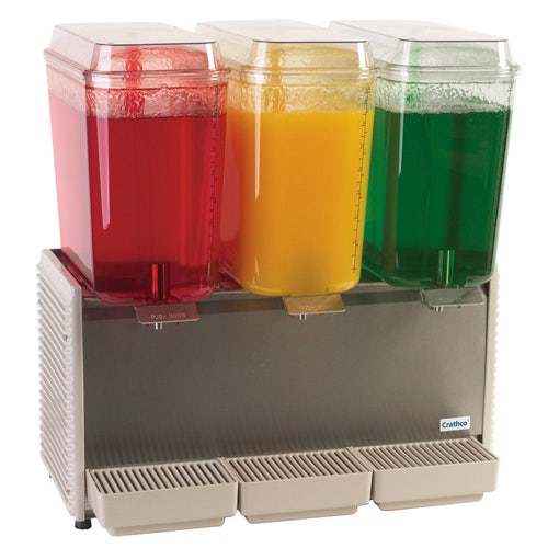 Crathco D35-4 Classic Bubbler Pre-Mix Cold Beverage Dispenser， (3) 5-Gallon Bowls， Plastic Side Panels