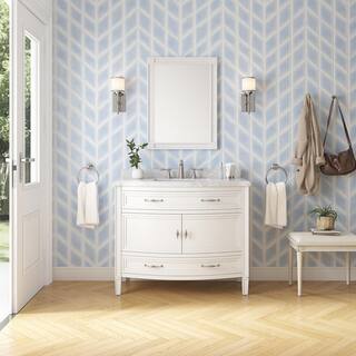 Home Decorators Collection Dacosti 42 in. W x 22 in. D x 34.5 in. H Single Sink Bath Vanity in White with White Carrara Marble Top Dacosti 42