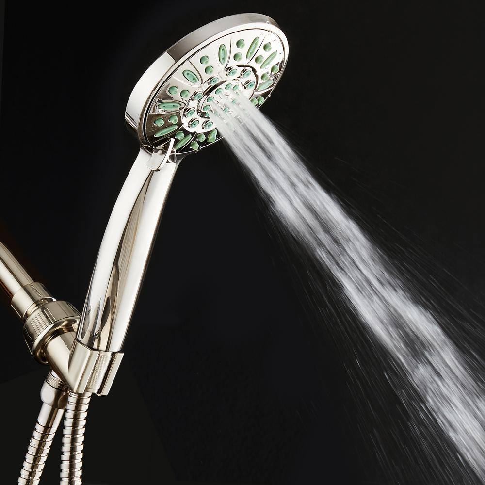 AquaDance Antimicrobial 6-Spray Patterns 4 in. Single Wall Mount Handheld Showerhead in Brushed Nickel Finish High Pressure 82216